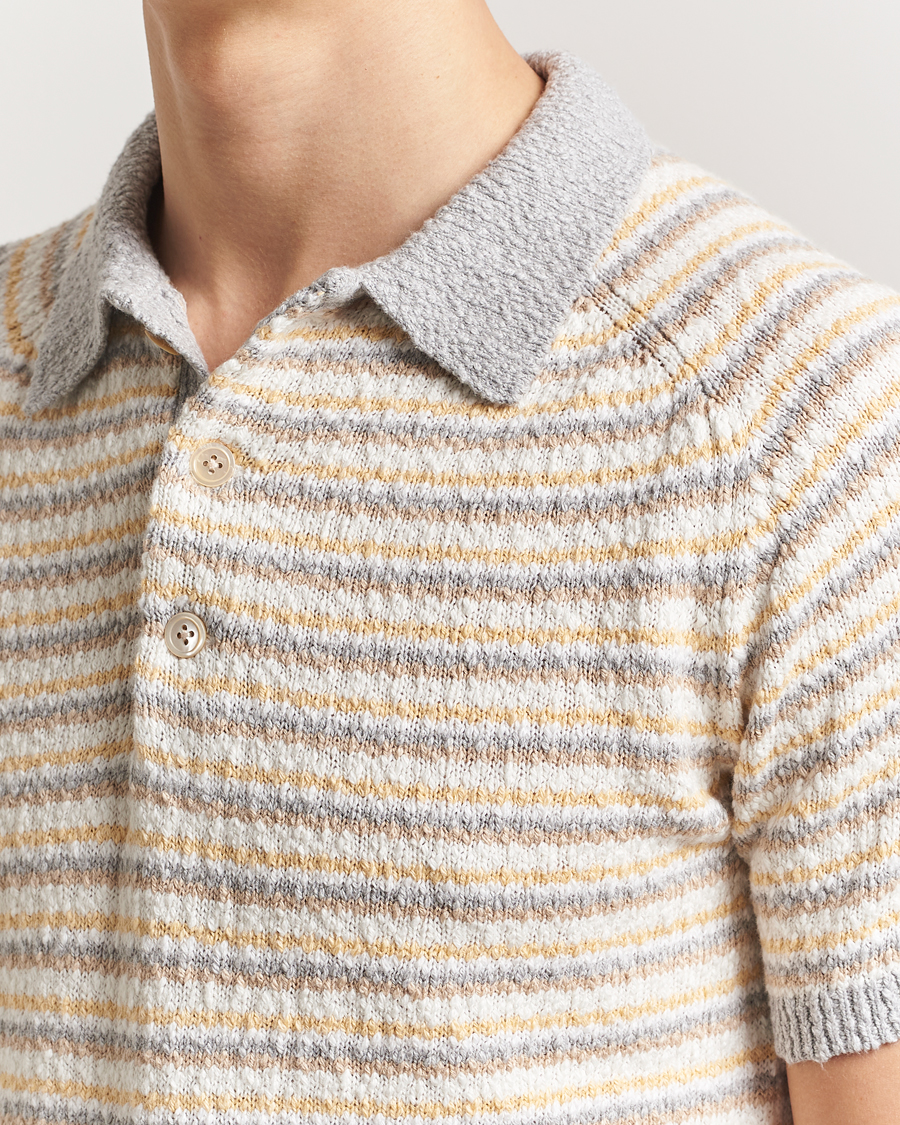 Herr | Pikéer | Stenströms | Knitted Boucle Cotton Polo Stripe