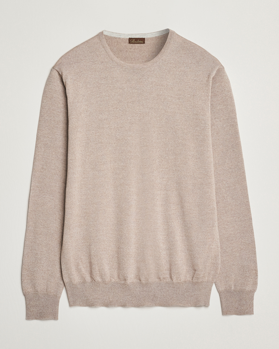 Herr | Tröjor | Stenströms | Merino Patch Crew Neck Beige