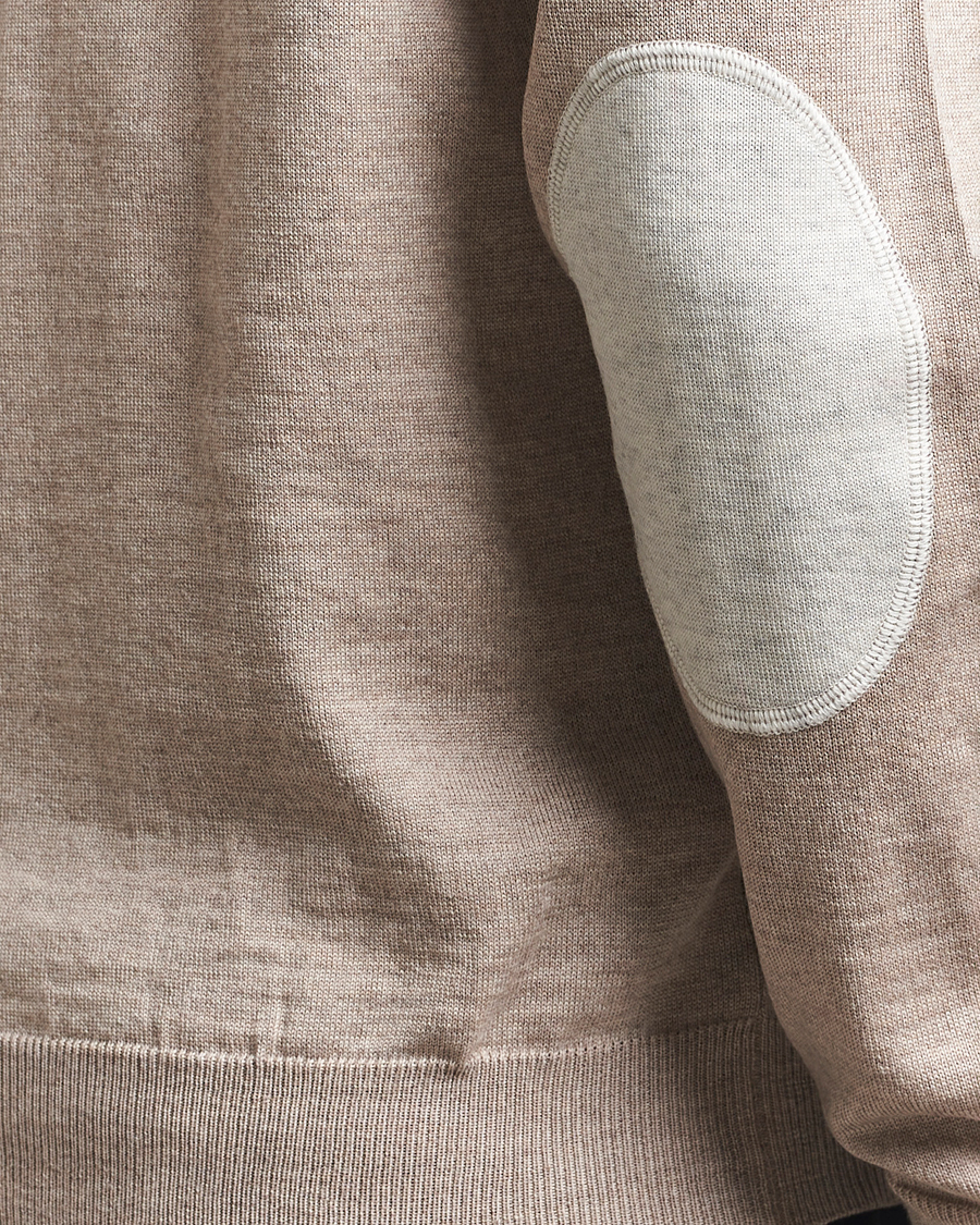 Herr | Tröjor | Stenströms | Merino Patch Crew Neck Beige