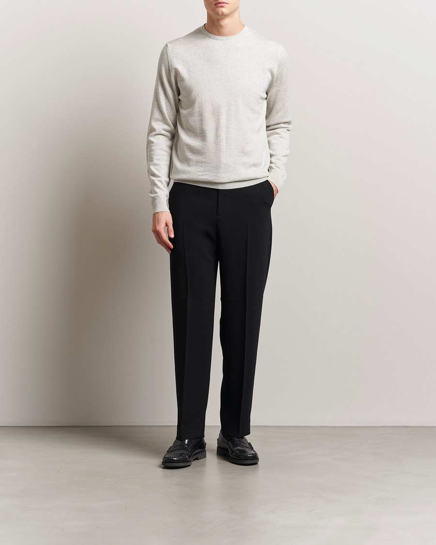 Herr | Tröjor | Stenströms | Merino Patch Crew Neck Grey