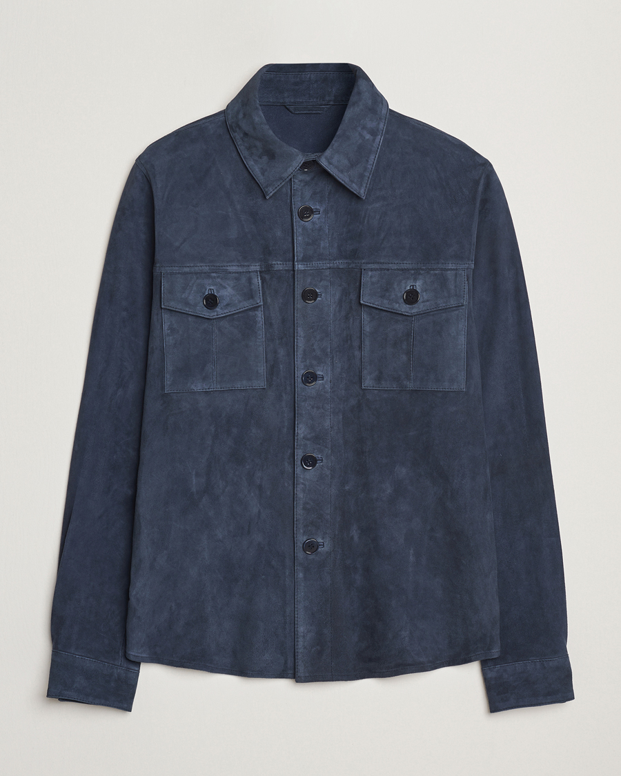 Herr | Jackor | Stenströms | Suede Overshirt Navy