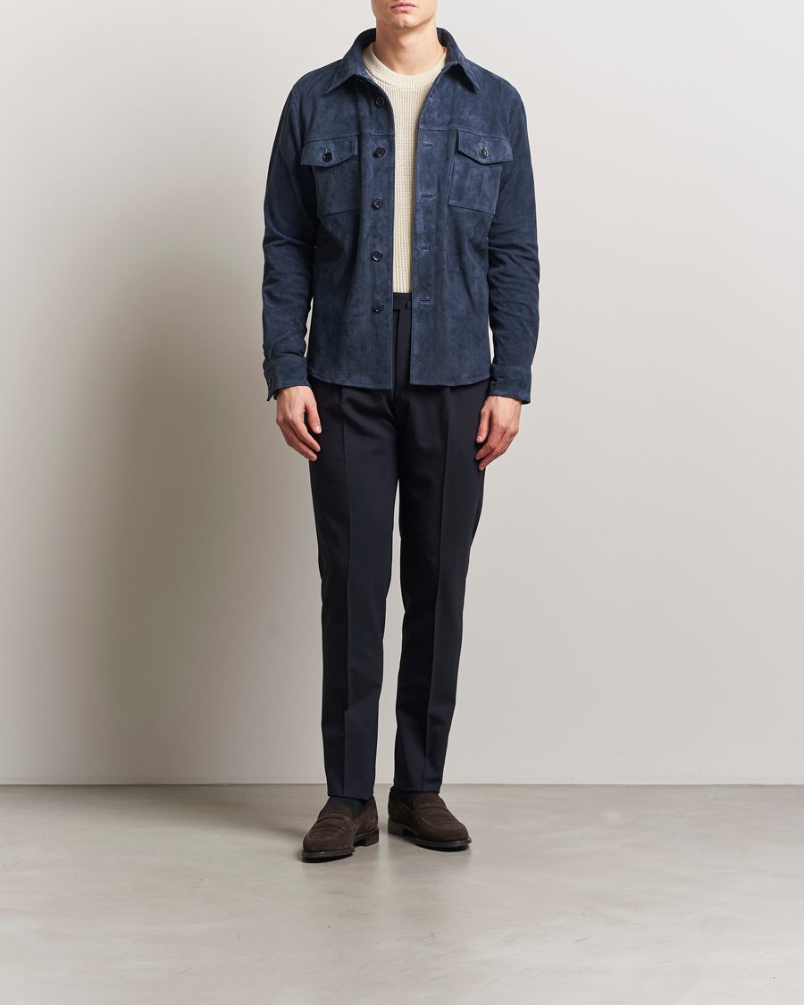 Herr | Jackor | Stenströms | Suede Overshirt Navy
