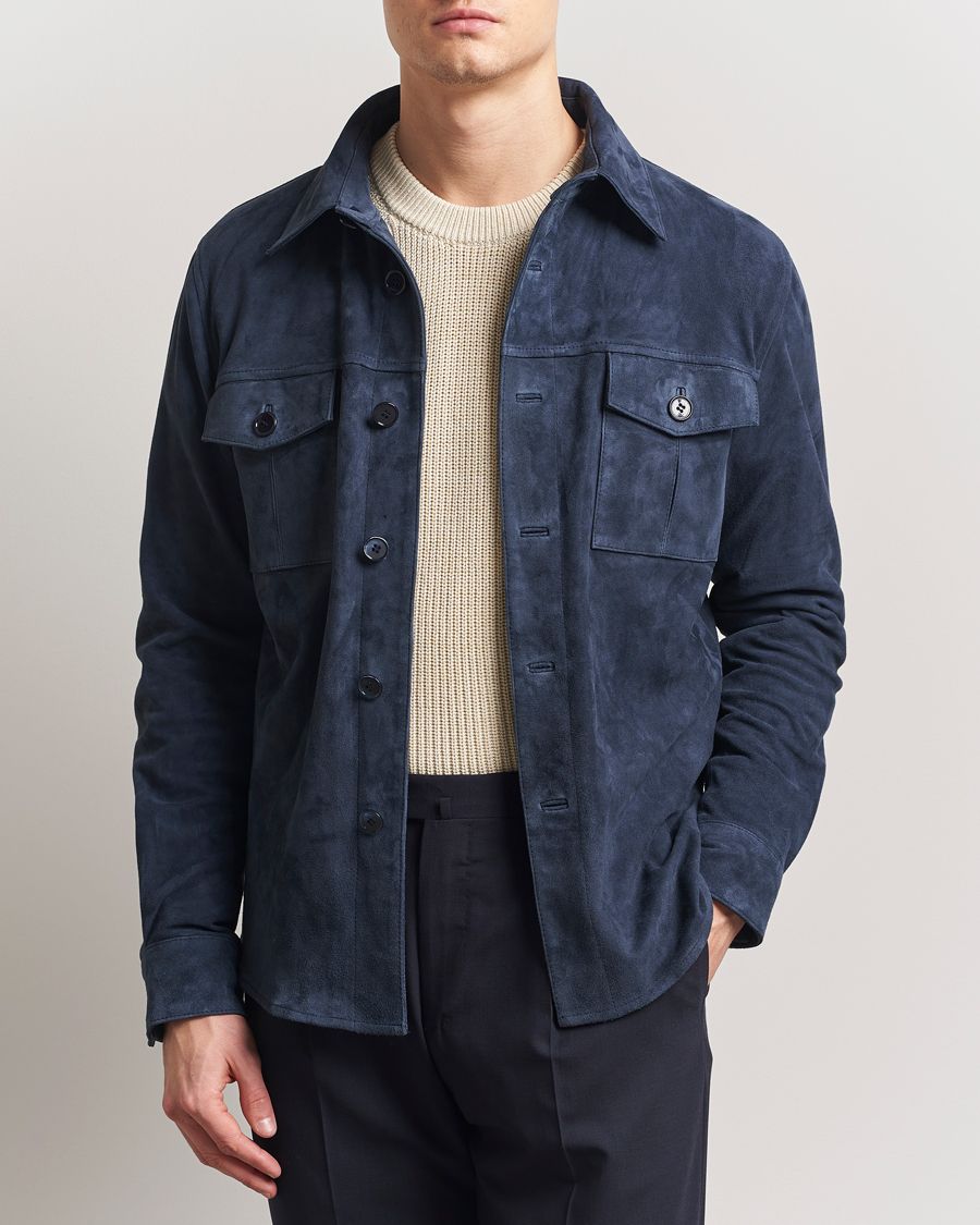 Herr | Jackor | Stenströms | Suede Overshirt Navy