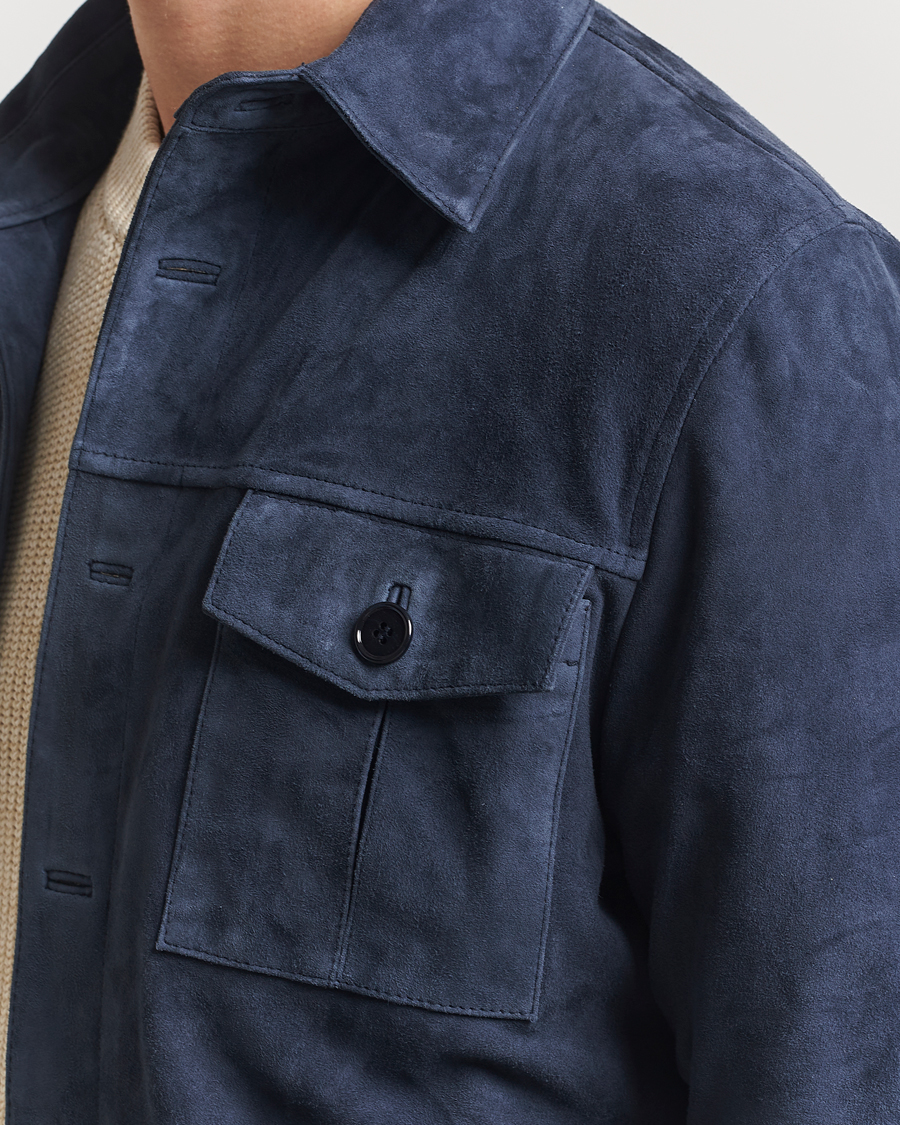 Herr | Jackor | Stenströms | Suede Overshirt Navy