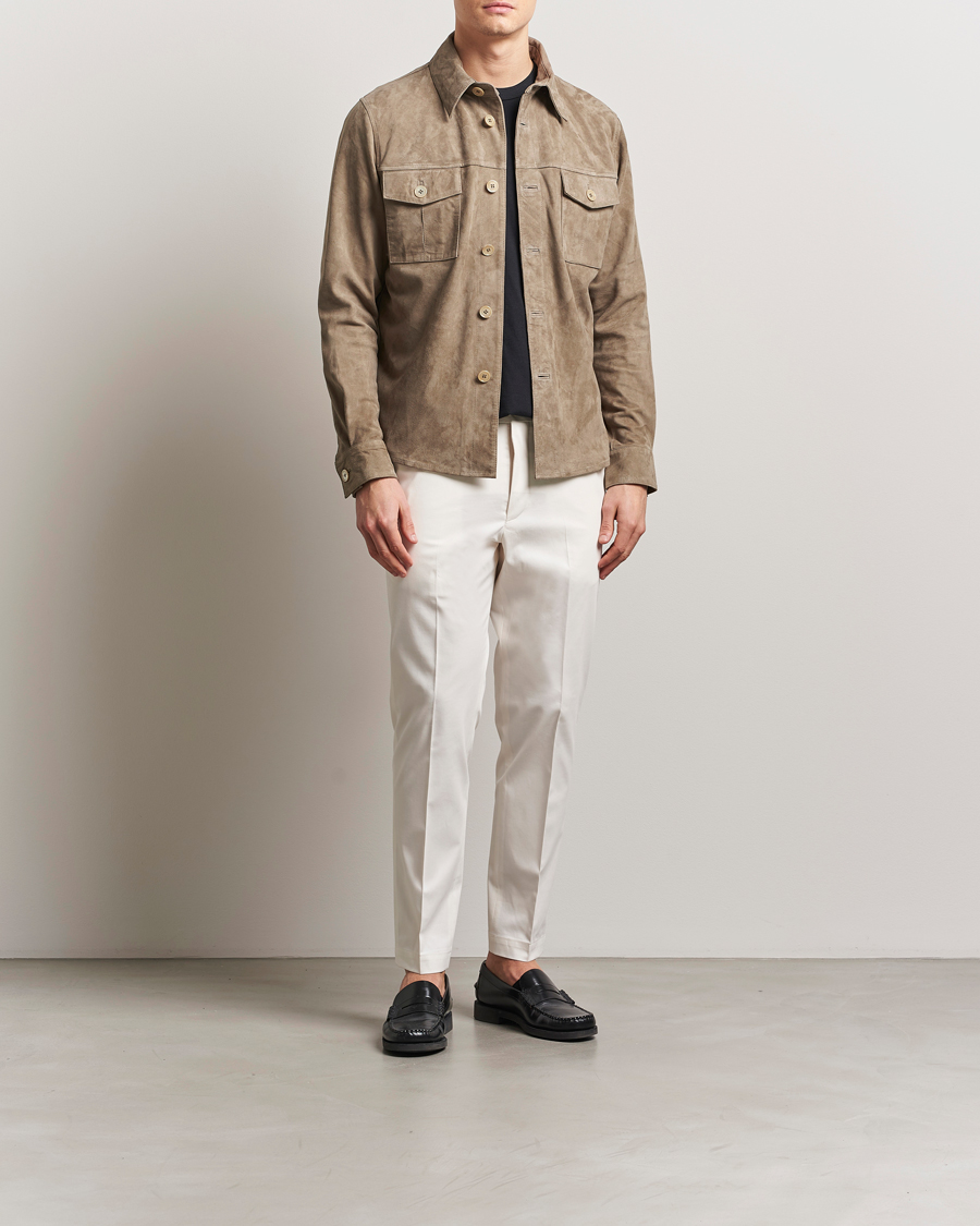 Herr | Jackor | Stenströms | Suede Overshirt Taupe