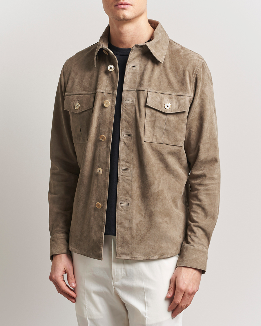 Herr | Jackor | Stenströms | Suede Overshirt Taupe