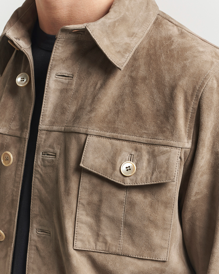 Herr | Jackor | Stenströms | Suede Overshirt Taupe