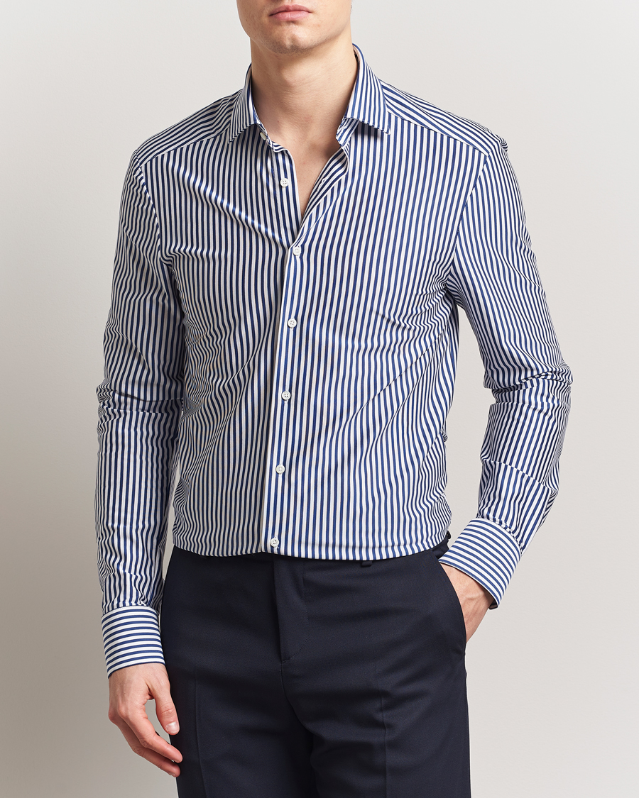 Herr | Skjortor | Stenströms | Striped Jersey Shirt Navy