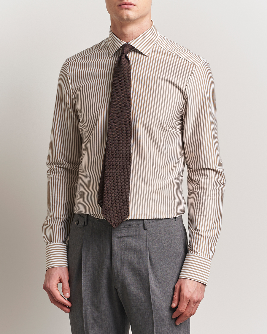 Herr | Skjortor | Stenströms | Striped Jersey Shirt Beige