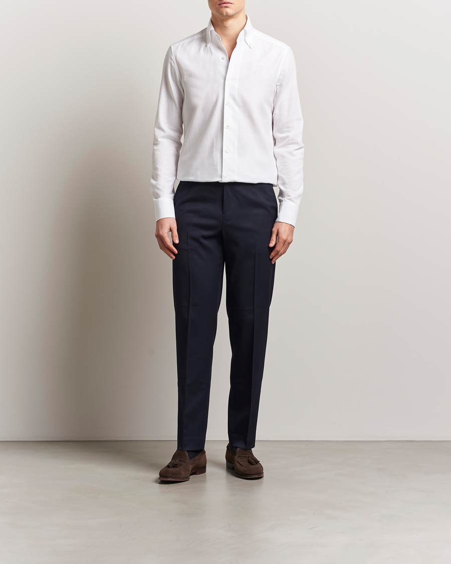 Herr | Skjortor | Stenströms | Soft Cotton One Piece Button Down Shirt White