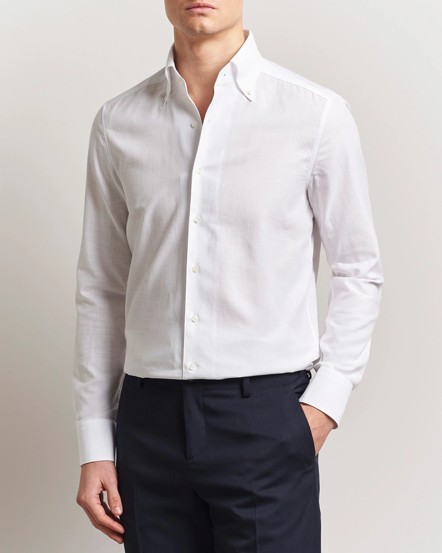 Herr | Skjortor | Stenströms | Soft Cotton One Piece Button Down Shirt White
