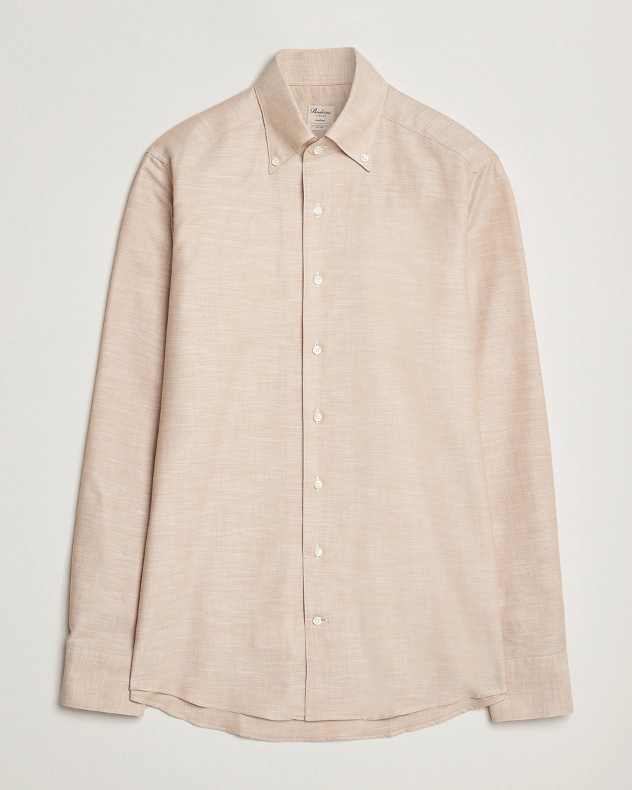 Herr | Skjortor | Stenströms | Soft Cotton One Piece Button Down Shirt Beige