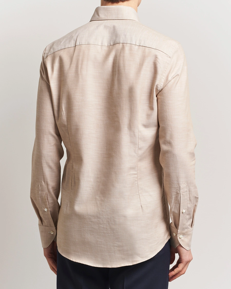 Herr | Skjortor | Stenströms | Soft Cotton One Piece Button Down Shirt Beige