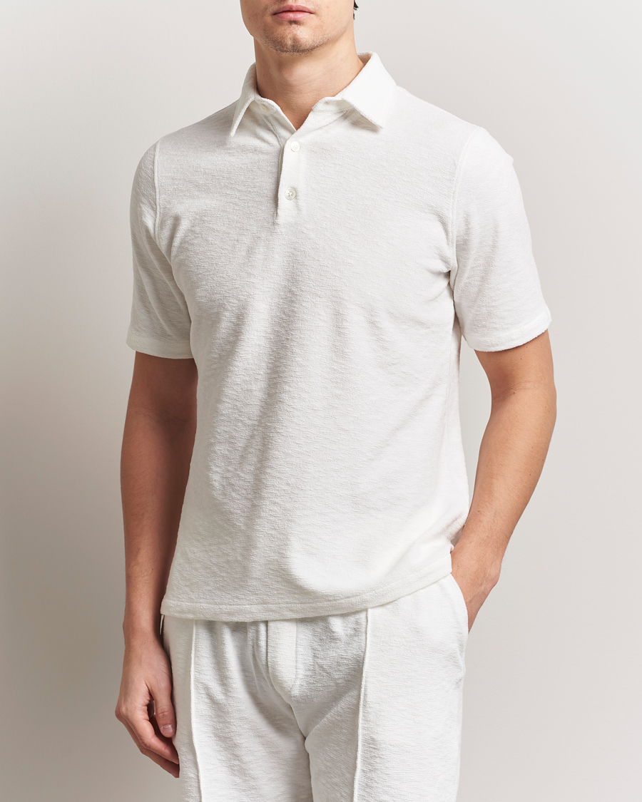 Herr | Pikéer | Stenströms | Terry Slub Cotton Polo White