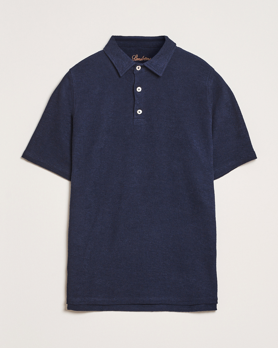 Herr | Pikéer | Stenströms | Terry Slub Cotton Polo Navy