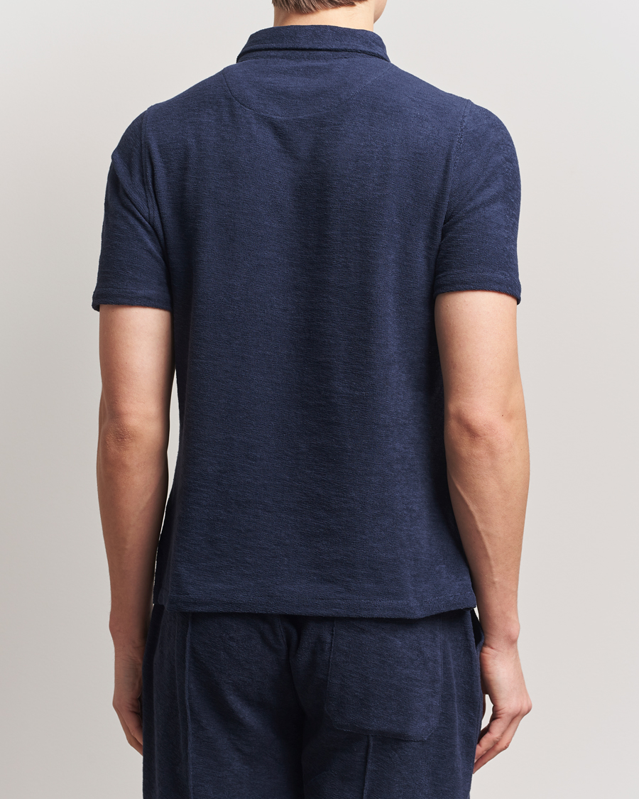 Herr | Pikéer | Stenströms | Terry Slub Cotton Polo Navy