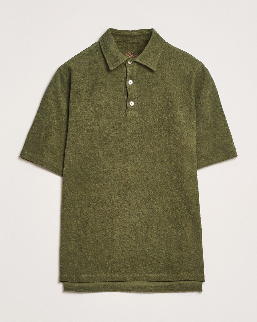 Herr | Pikéer | Stenströms | Terry Slub Cotton Polo Green