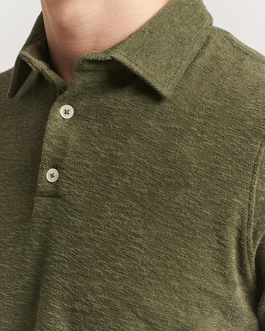 Herr | Pikéer | Stenströms | Terry Slub Cotton Polo Green