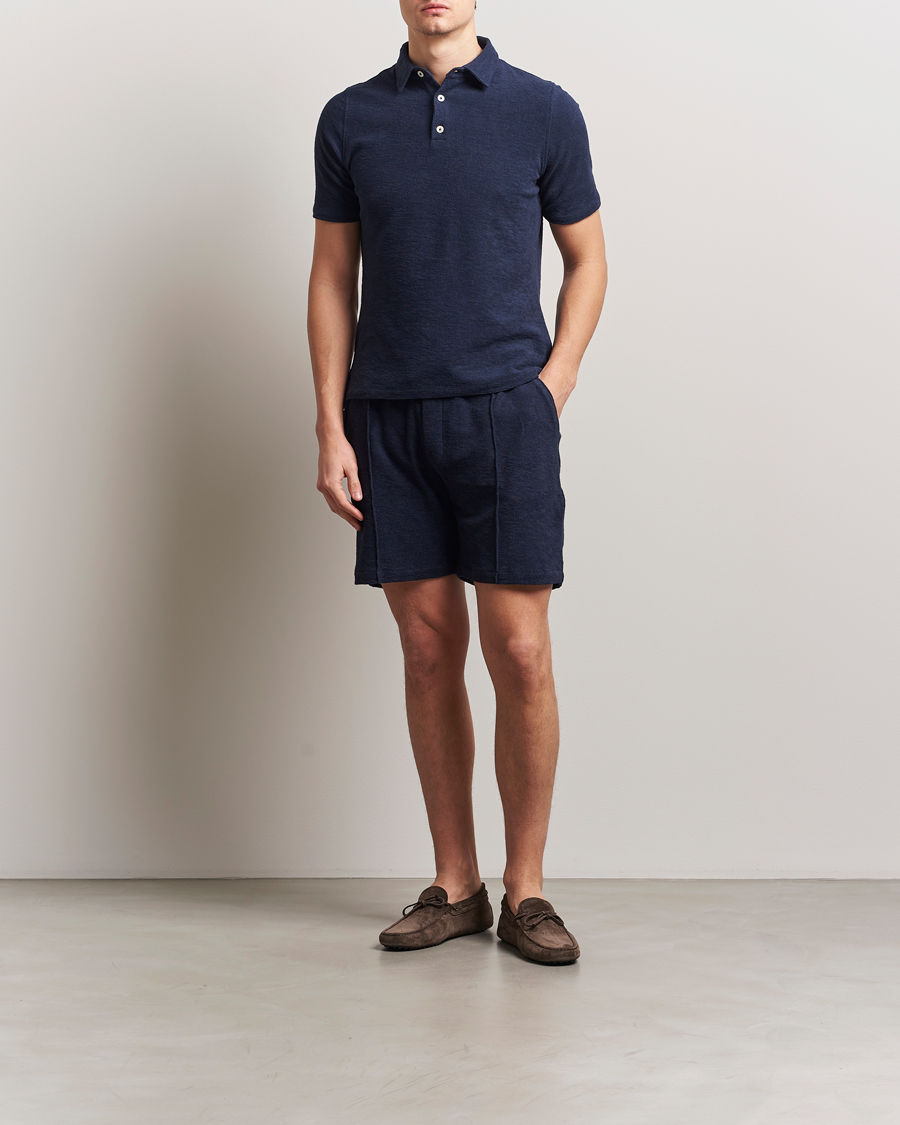 Herr | Shorts | Stenströms | Terry Slub Cotton Shorts Navy