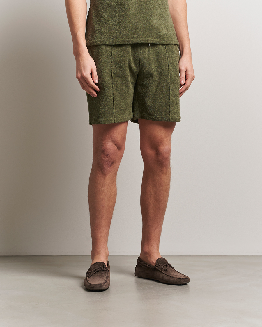 Herr | Shorts | Stenströms | Terry Slub Cotton Shorts Green