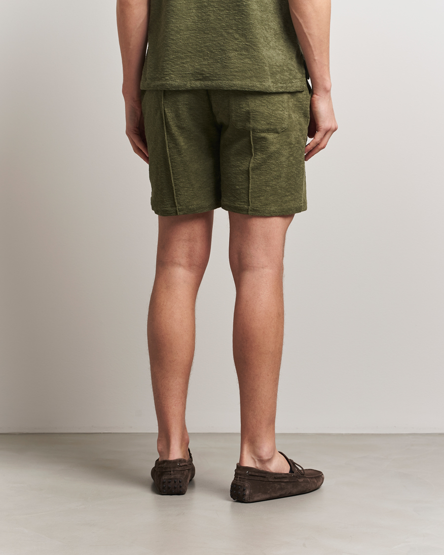 Herr | Shorts | Stenströms | Terry Slub Cotton Shorts Green