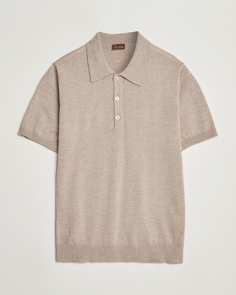 Herr | Pikéer | Stenströms | Knitted Merino Polo Taupe