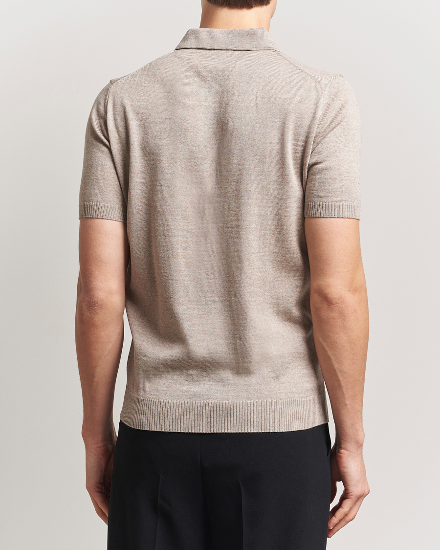 Herr | Pikéer | Stenströms | Knitted Merino Polo Taupe