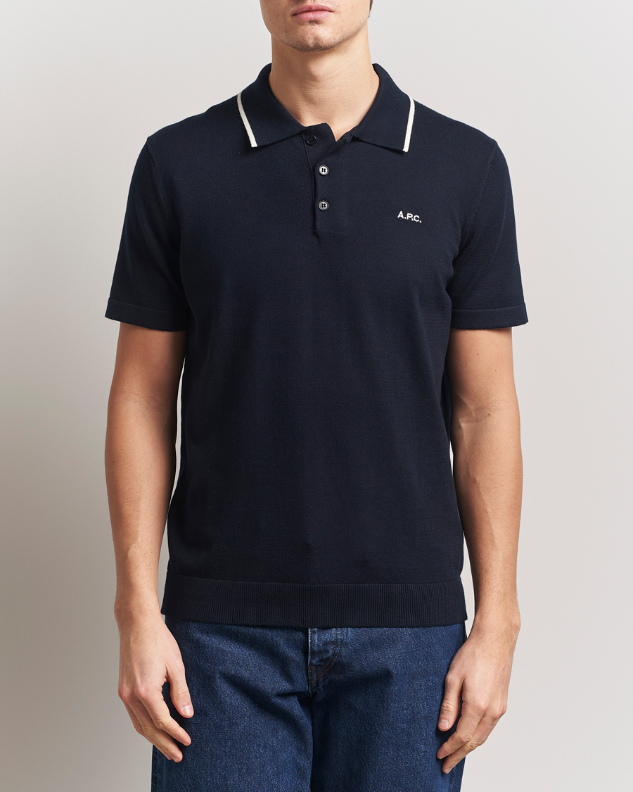Herr | Pikéer | A.P.C. | Fynn Knitted Polo Marine