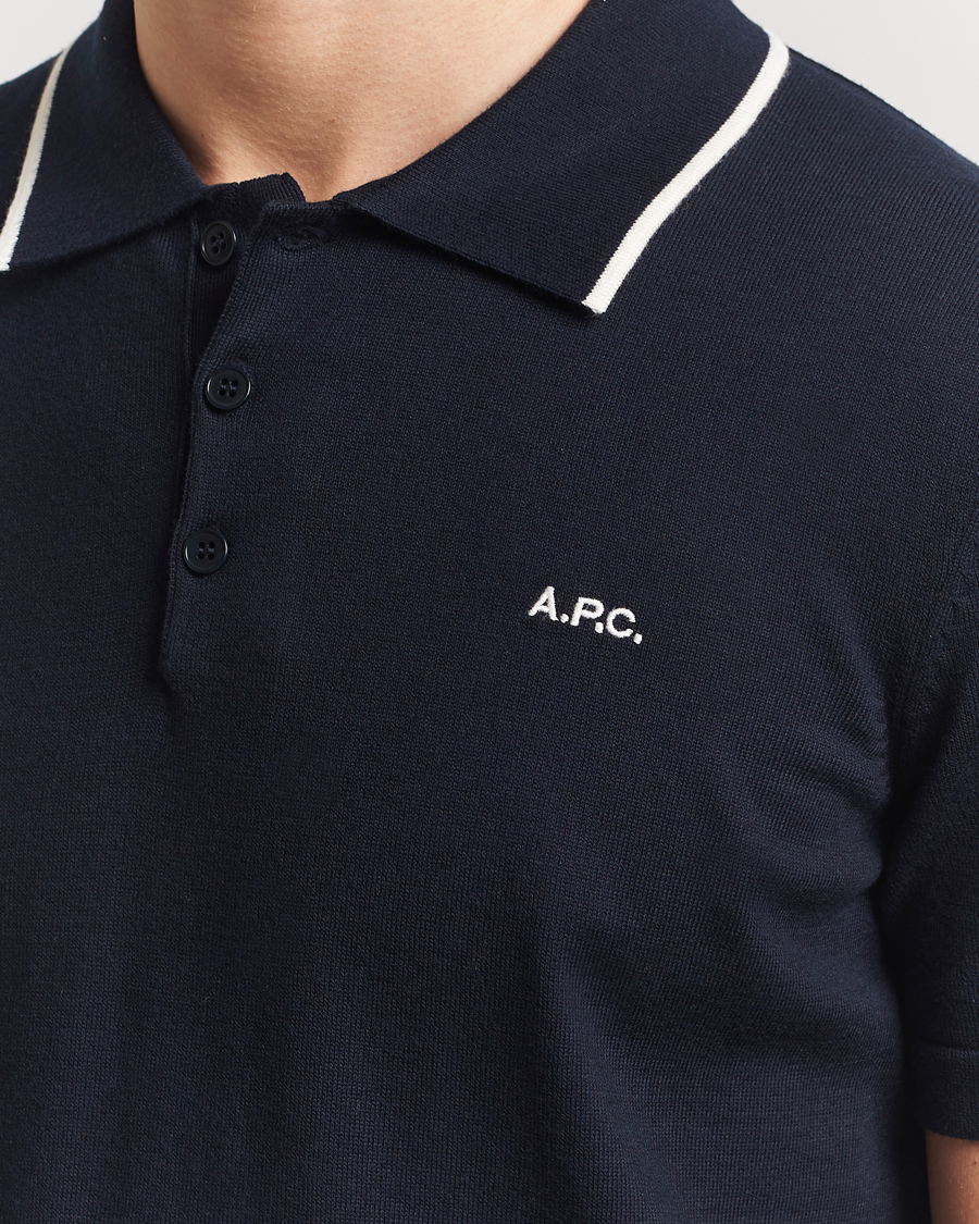Herr | Pikéer | A.P.C. | Fynn Knitted Polo Marine