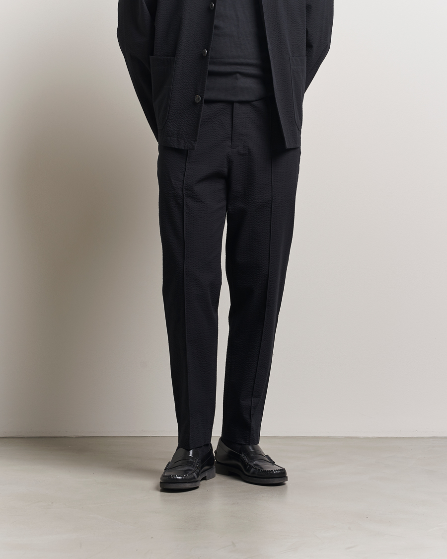 Herr | Byxor | A.P.C. | Joaquin Seersucker Drawstring Trousers Black