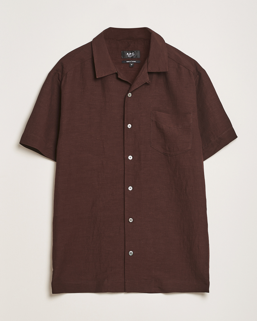 Herr | Skjortor | A.P.C. | Roy Woven Short Sleeve Shirt Brown