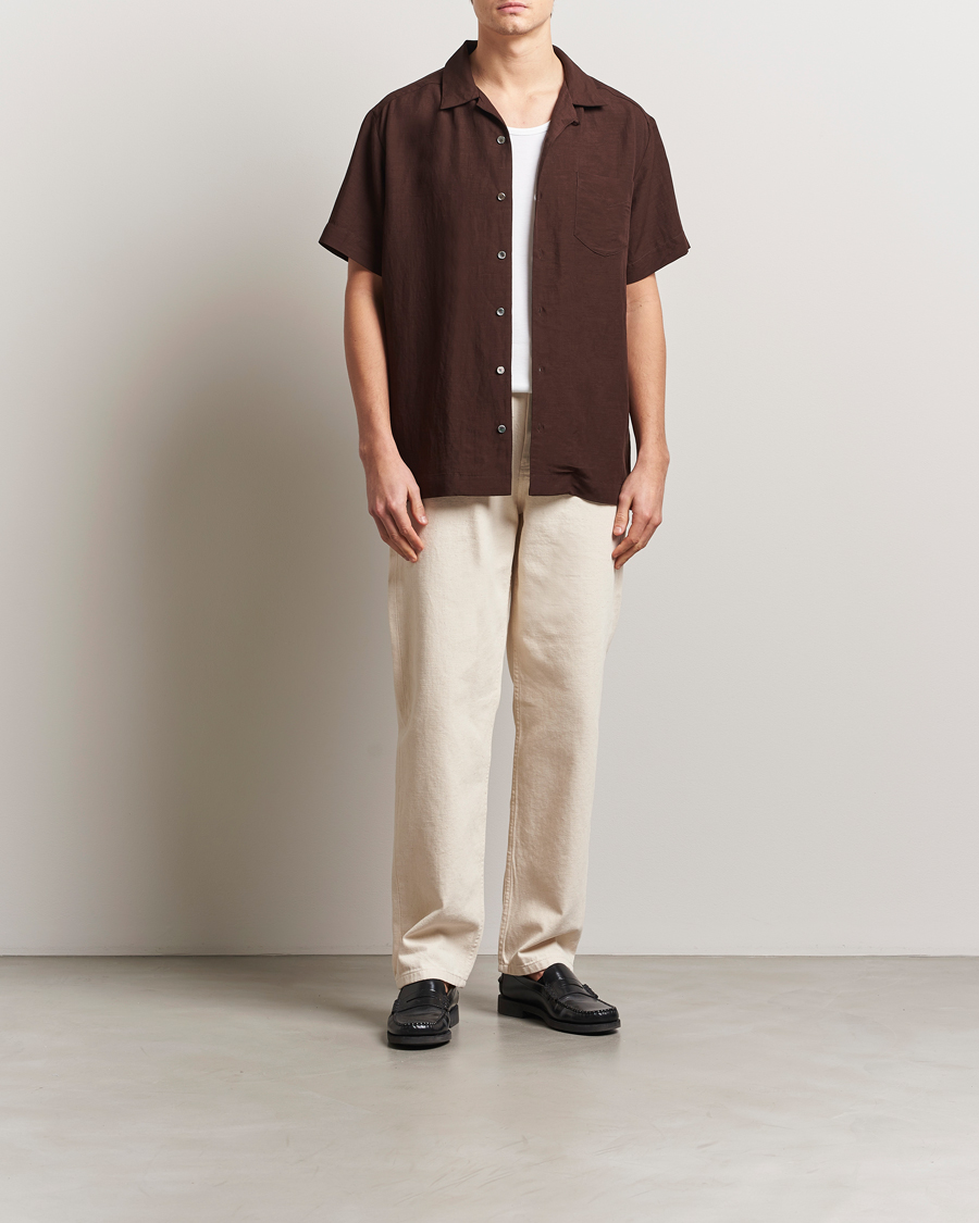 Herr | Skjortor | A.P.C. | Roy Woven Short Sleeve Shirt Brown