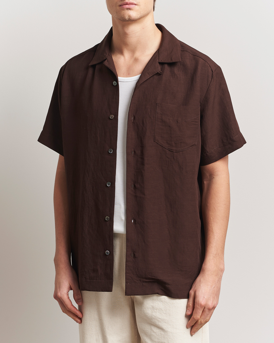 Herr | Skjortor | A.P.C. | Roy Woven Short Sleeve Shirt Brown