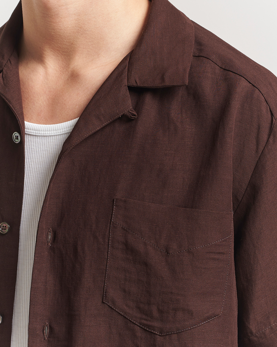 Herr | Skjortor | A.P.C. | Roy Woven Short Sleeve Shirt Brown