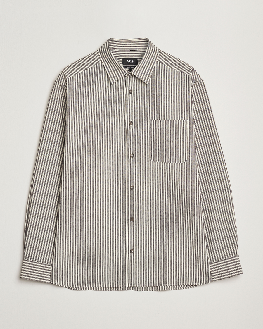 Herr | Skjortor | A.P.C. | Rustic Cotton Striped Overshirt Black/White