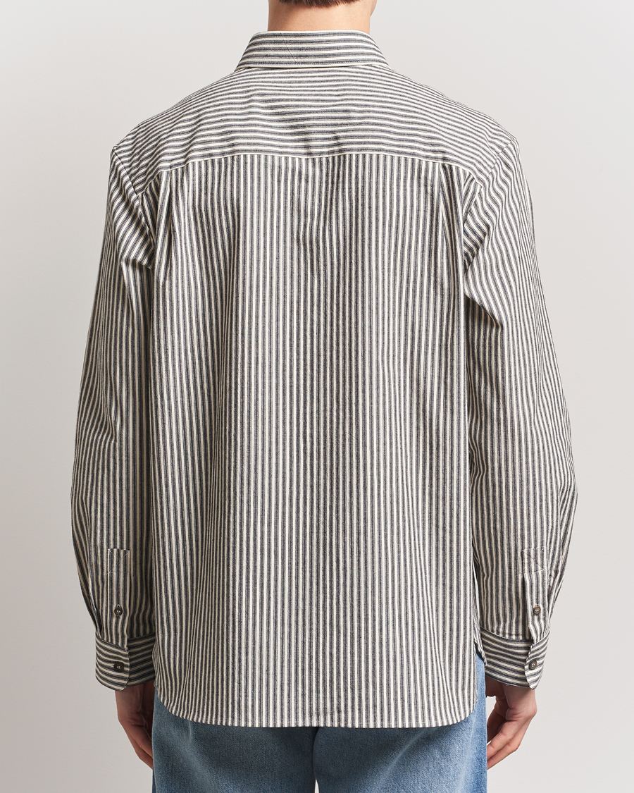 Herr | Skjortor | A.P.C. | Rustic Cotton Striped Overshirt Black/White