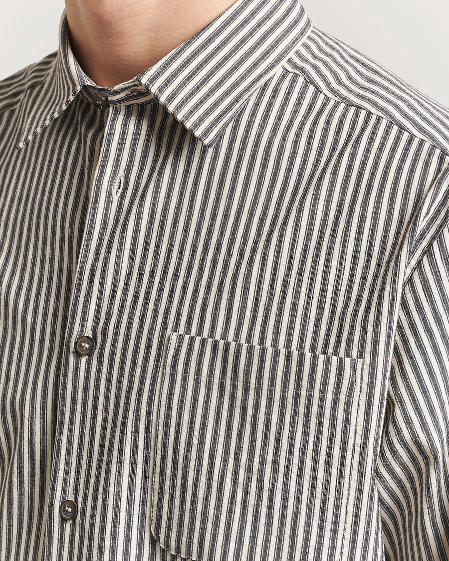 Herr | Skjortor | A.P.C. | Rustic Cotton Striped Overshirt Black/White