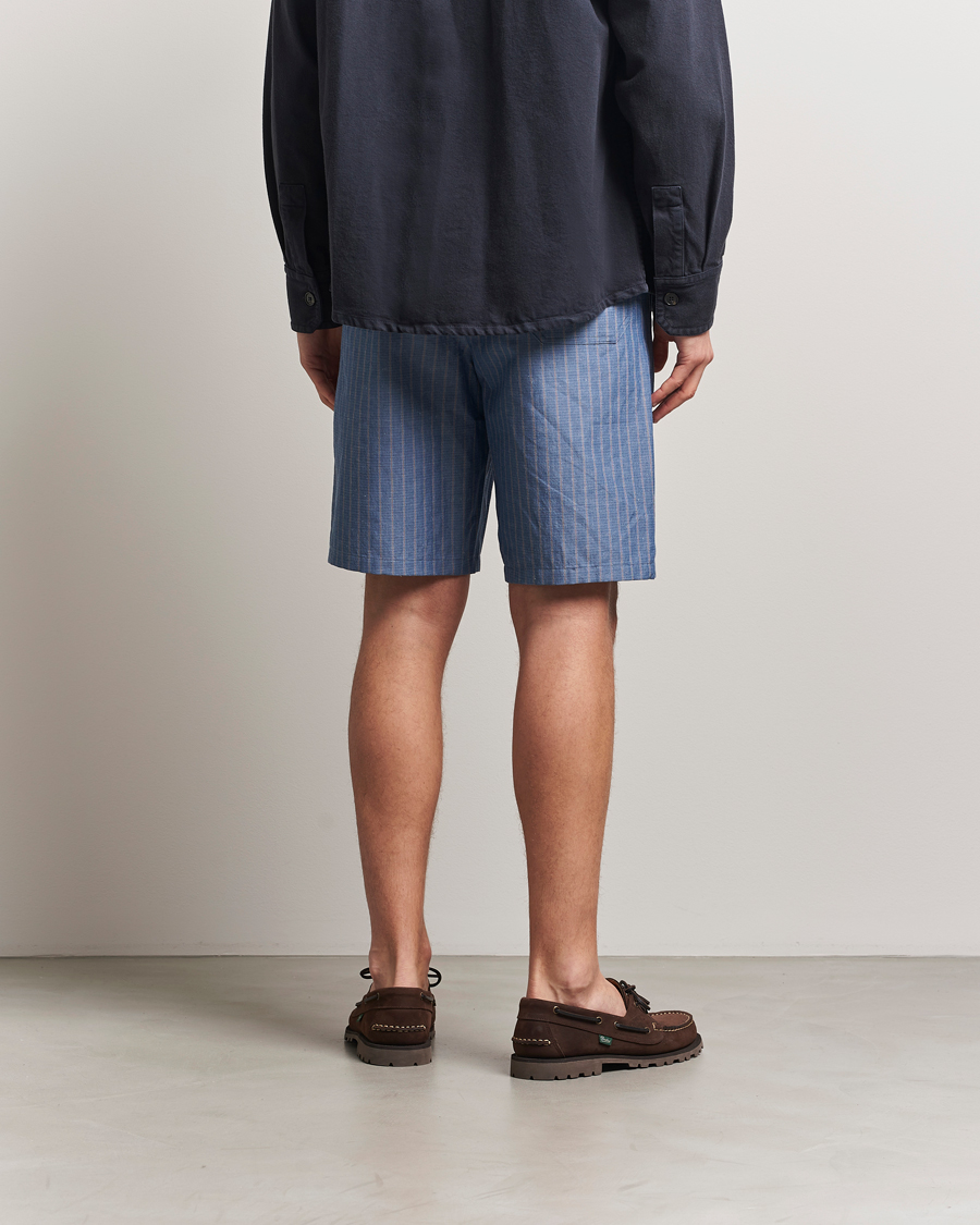 Herr | Shorts | A.P.C. | Paul Cotton/Linen Striped Drawstring Shorts Blue