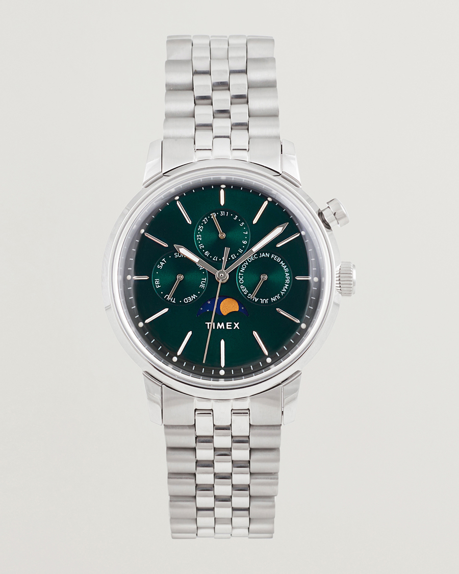 Herr | Timex Marlin Moon Phase Quartz Steel 40mm Green Dial | Timex | Marlin Moon Phase Quartz Steel 40mm Green Dial