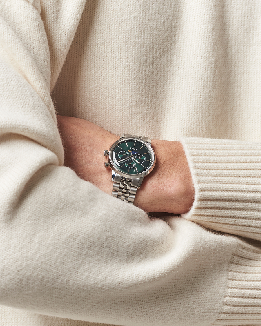Herr | Timex Marlin Moon Phase Quartz Steel 40mm Green Dial | Timex | Marlin Moon Phase Quartz Steel 40mm Green Dial