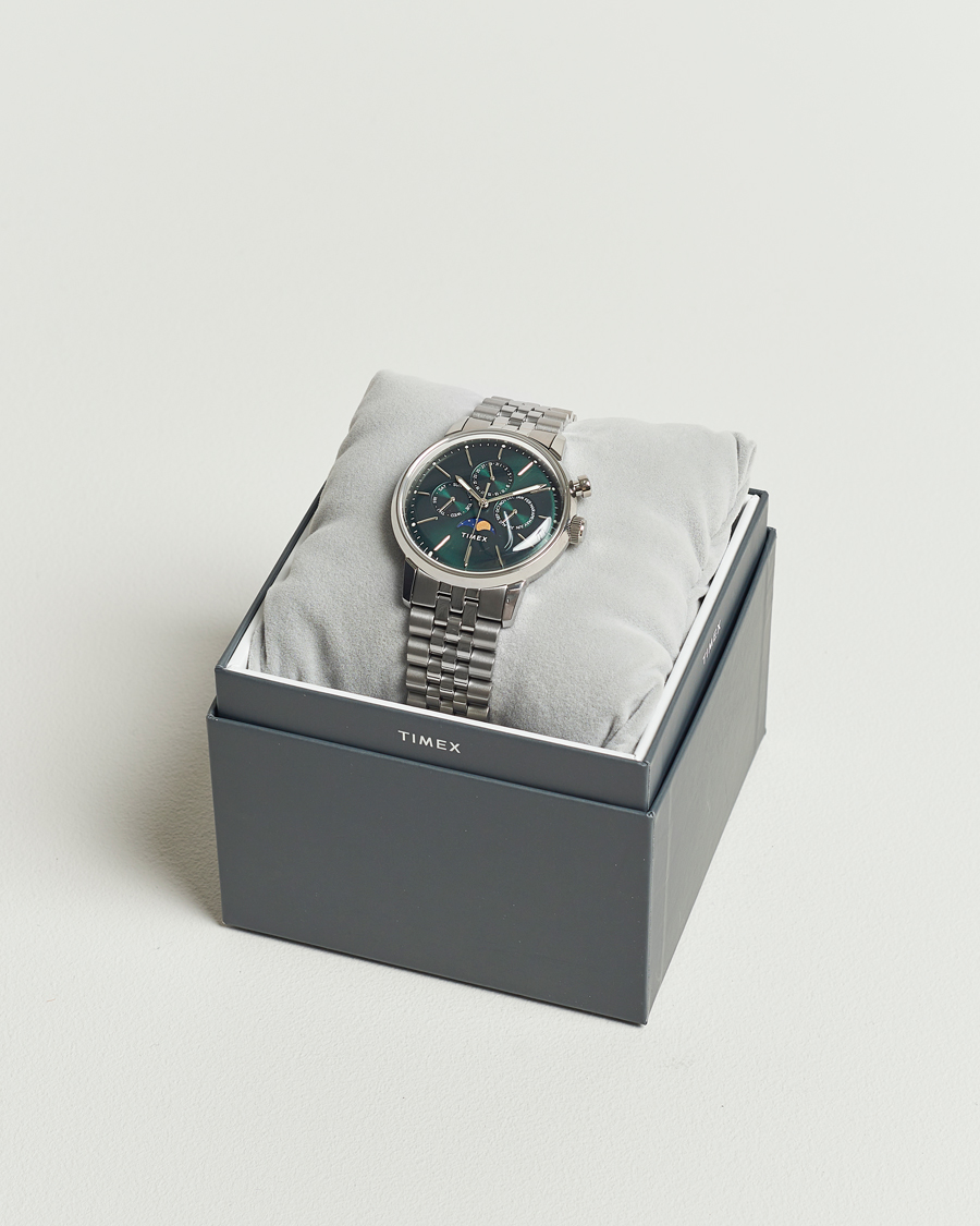 Herr | Timex Marlin Moon Phase Quartz Steel 40mm Green Dial | Timex | Marlin Moon Phase Quartz Steel 40mm Green Dial