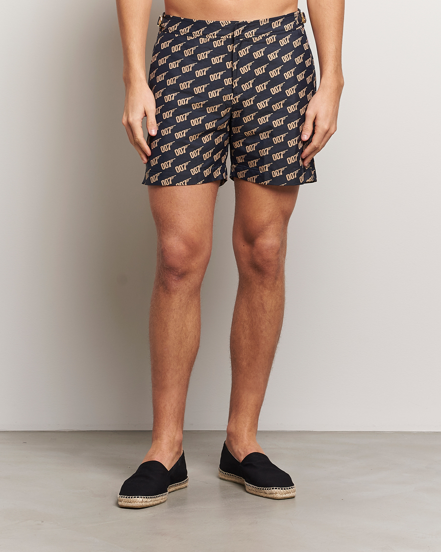 Herr | Badbyxor | Orlebar Brown | Bulldog Jaquard 007 Monogram Swimshorts Black