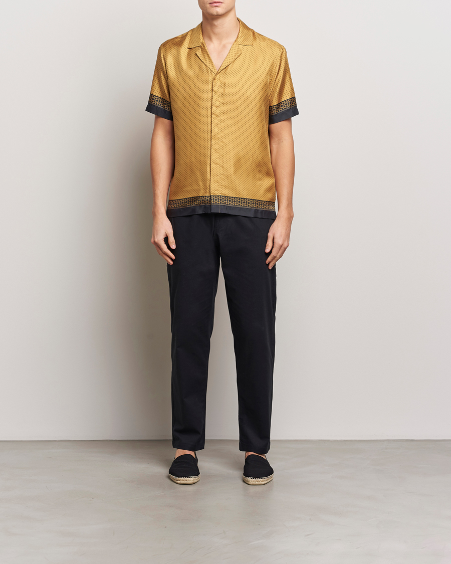 Herr | Skjortor | Orlebar Brown | Maitan Silk Gold Bullion Shirt Gold/Black