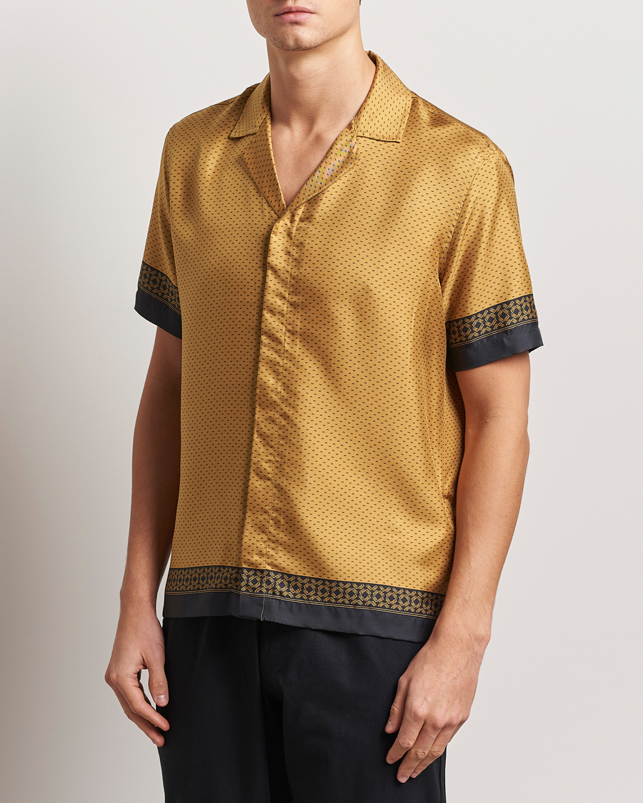 Herr | Skjortor | Orlebar Brown | Maitan Silk Gold Bullion Shirt Gold/Black