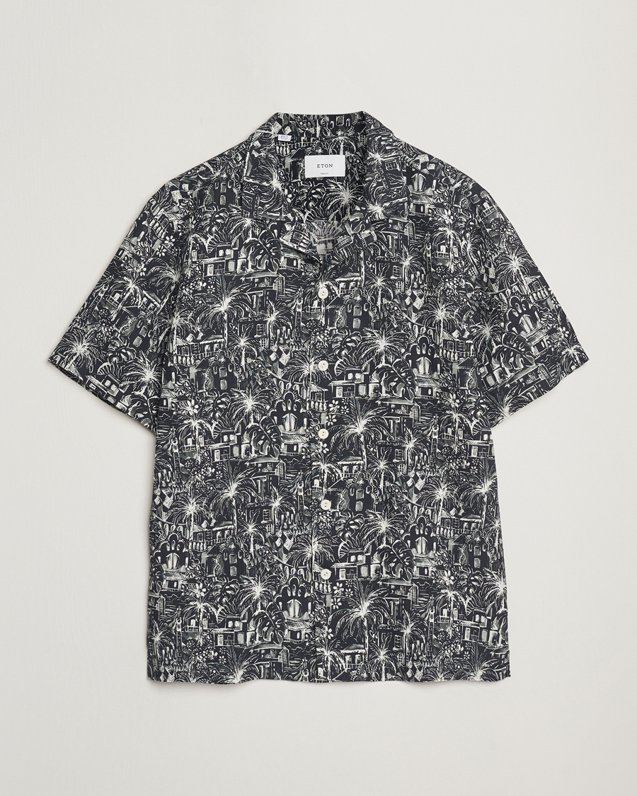 Herr | Skjortor | Eton | Resort Printed Short Sleeve Shirt Black