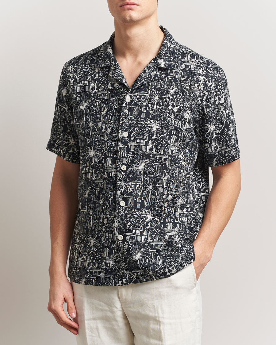 Herr | Skjortor | Eton | Resort Printed Short Sleeve Shirt Black