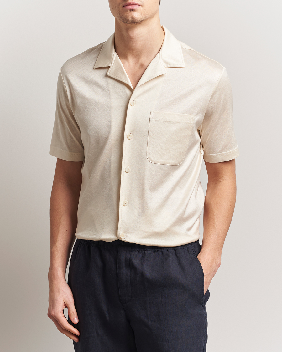 Herr | Skjortor | Eton | Filo Di Scozia Short Sleeve Shirt Off White