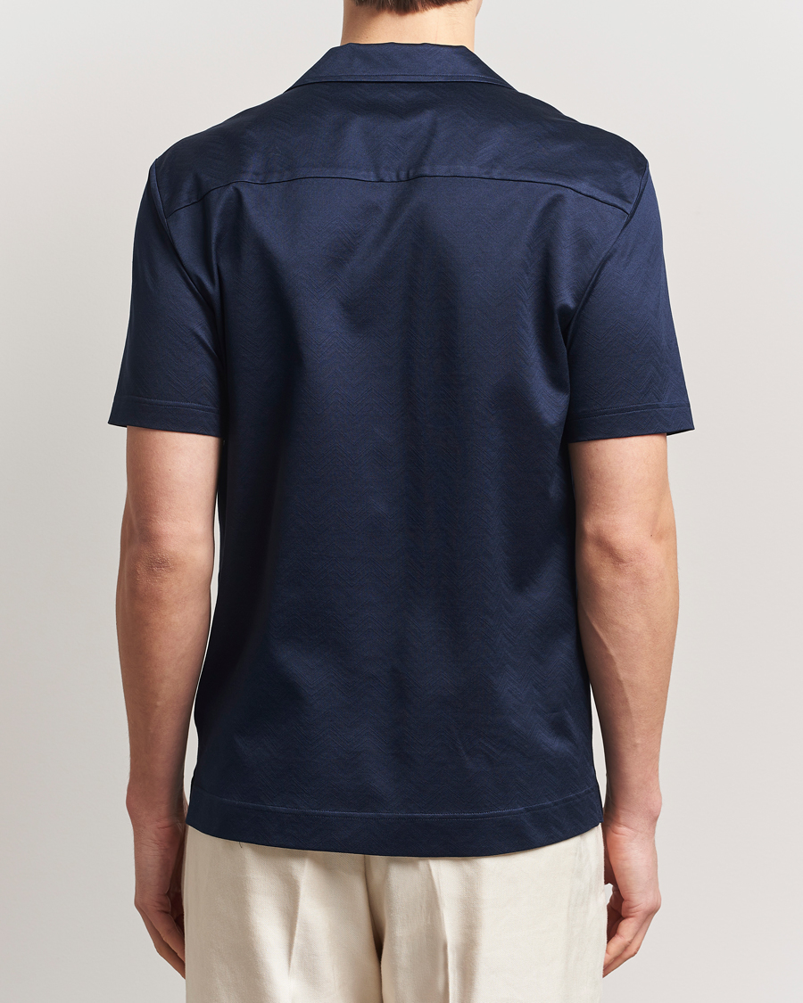 Herr | Skjortor | Eton | Filo Di Scozia Short Sleeve Shirt Navy Blue