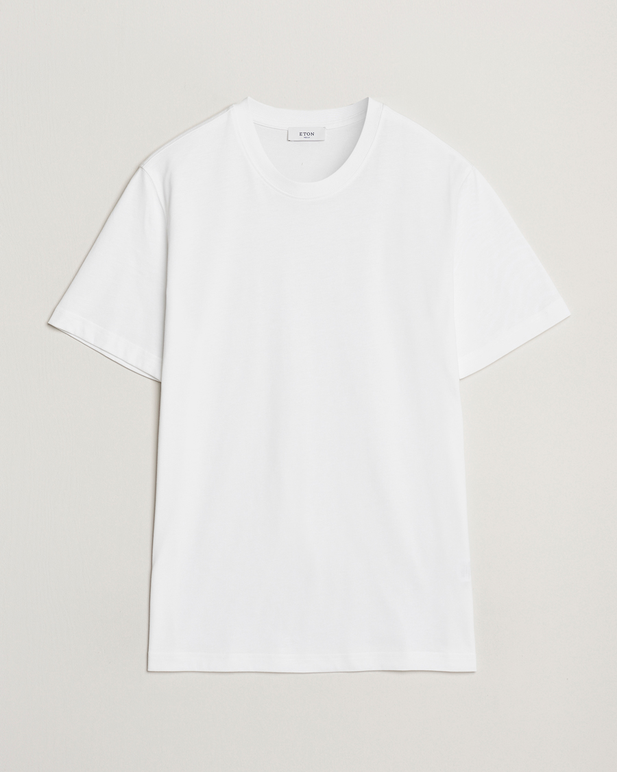 Herr | T-Shirts | Eton | Mercerized Jersey Crew Neck T-Shirt White