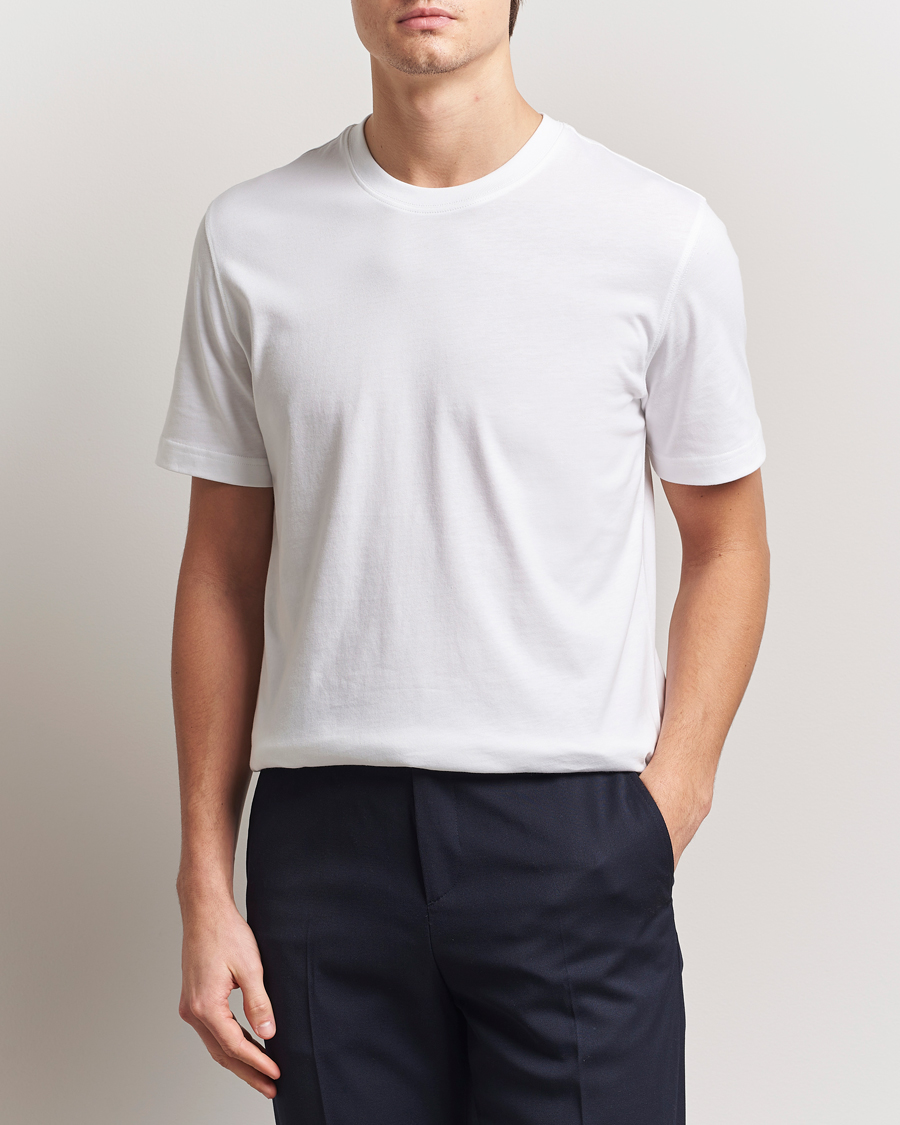 Herr | T-Shirts | Eton | Mercerized Jersey Crew Neck T-Shirt White